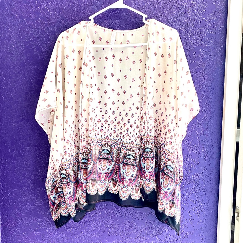 S/M Elegant Sheer cover up indie print
